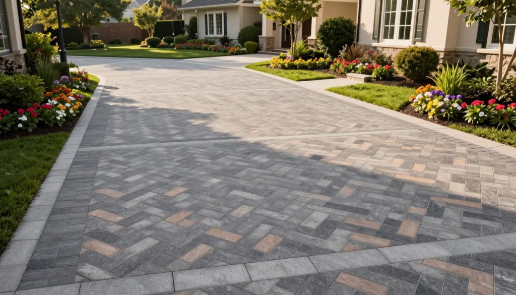 45-degree vs 90-degree herringbone paver driveway design