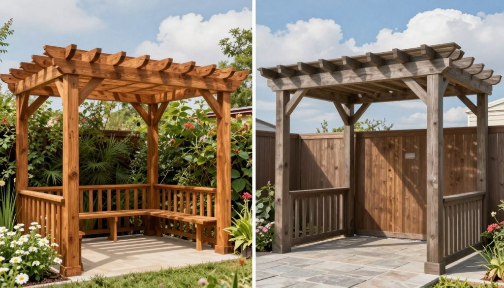 comparing cedar vs pressure treated wood pergolas