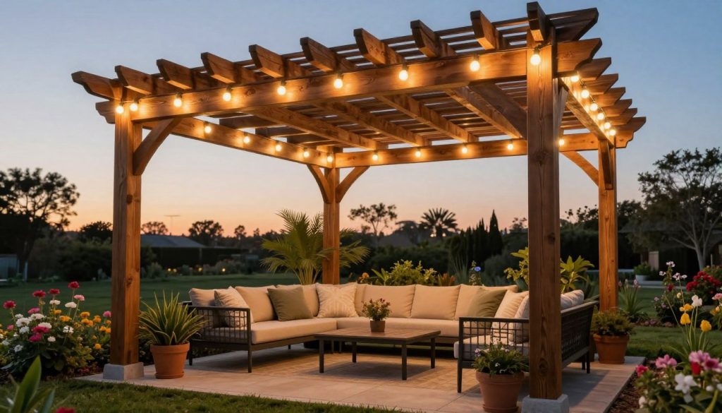 custom pergola design lighting finish