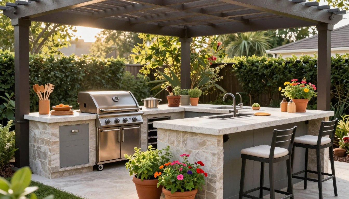 outdoor kitchen pergola