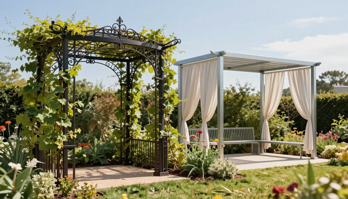 wrought iron vs aluminum pergola