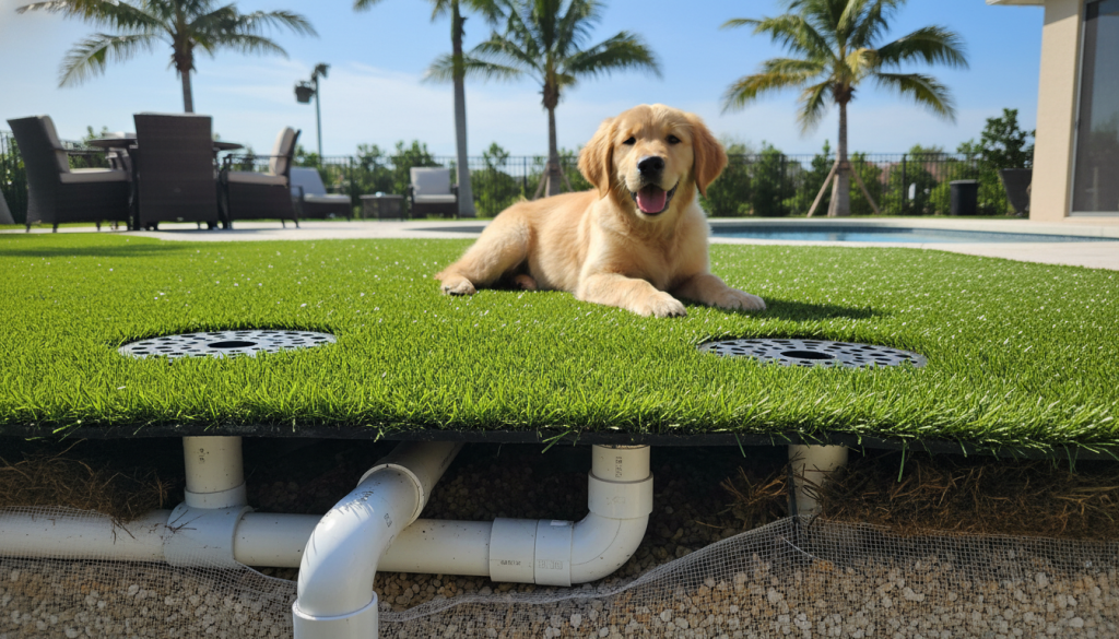 pet urine drainage system in artificial turf